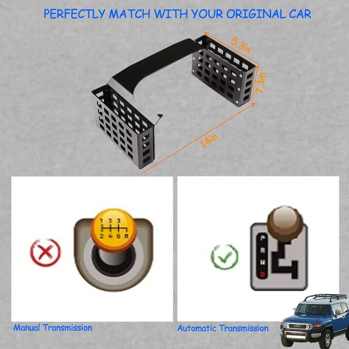 Compatible Black,Height Toyot@ Box Tinki Shifter Storage Car 5.3in,1PCS 2007-2021, FJ with Cruiser