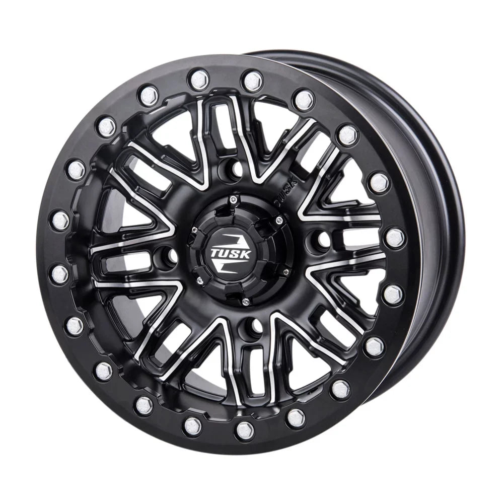 2 1000 Yamaha Wolverine Nebo Sport 4/156 Tusk + 2022 RMAX Beadlock 4.0 For 14x7 3.0 Machined/Black Wheel