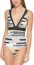 One-Piece Swimsuit, DKNY MULTI HALOGEN US Deep-V 8 Printed