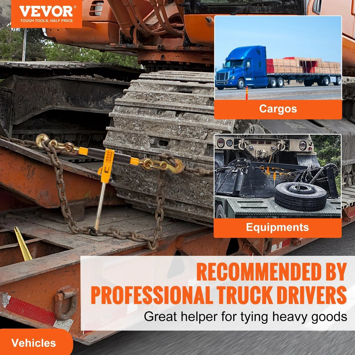 Anti-skid Ratchet Handle, G80 Heavy Duty Chain 38"-12" Pc Hauling VEVOR Down for 12000 Labor-saving Trailer, Binders with lbs Secure Binder, Binders, Load 4 Limit, Flatbed Chain Truck Tie Load Hooks