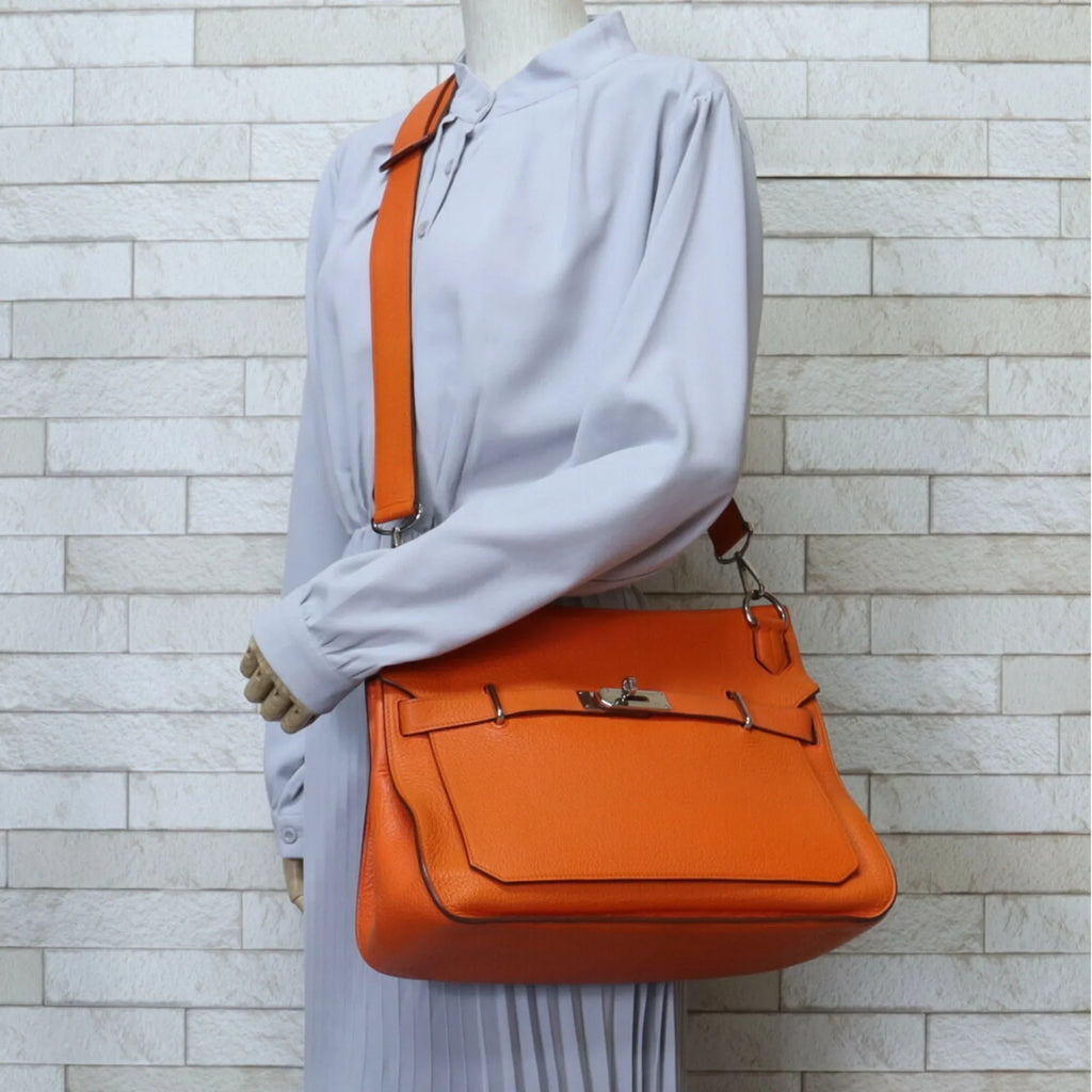 Women's BRB10010000013133 Hermes Bag Clemence Pre-Owned Orange Taurillon Shoulder 34 HERMES Gypsière (Good)