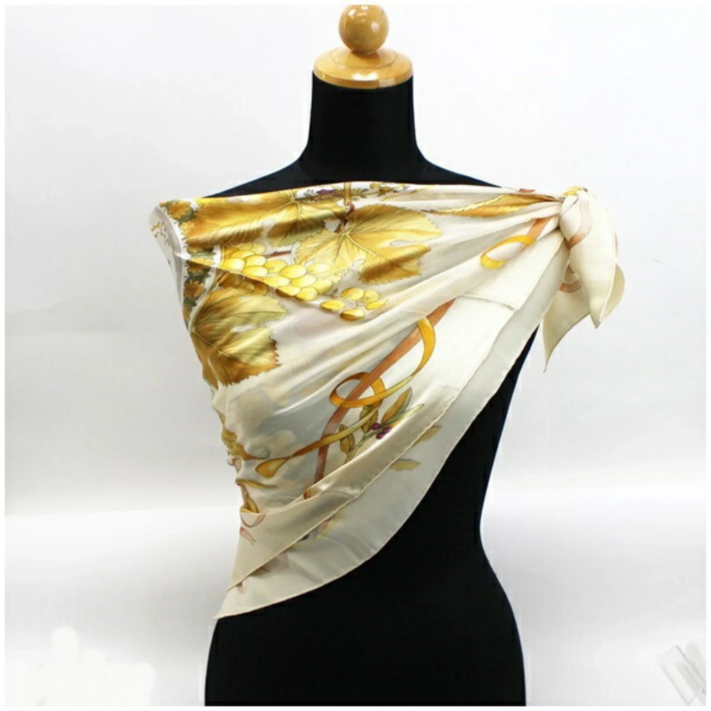 Women's Pattern Silk Scarf Cream x (Good) Pre-Owned Ferragamo Muffler Salvatore Viscose Fruit
