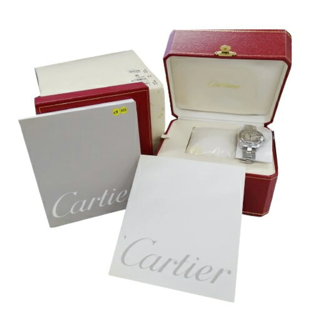 W62016V3 Polished Pre-Owned Roadster Cartier SM SS Silver Stainless Steel Date Watch Quartz Ladies (Fair)