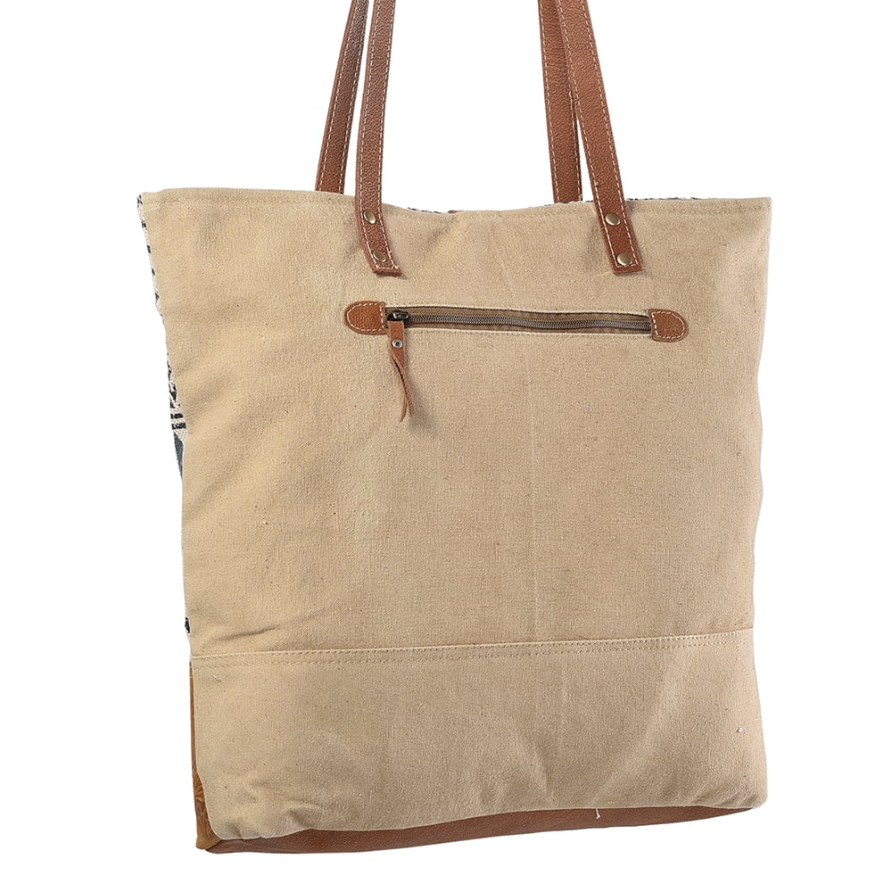 KB Wool Canvas Upcycled handbag purse Genuine Leather Upcycled women western KB239 TOTE Embossed OHLAY bag