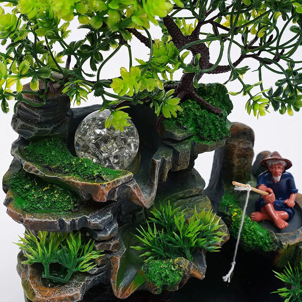Fengshui Fountain Ornament Waterfall Miumaeov Rockery Decor Zen Desktop