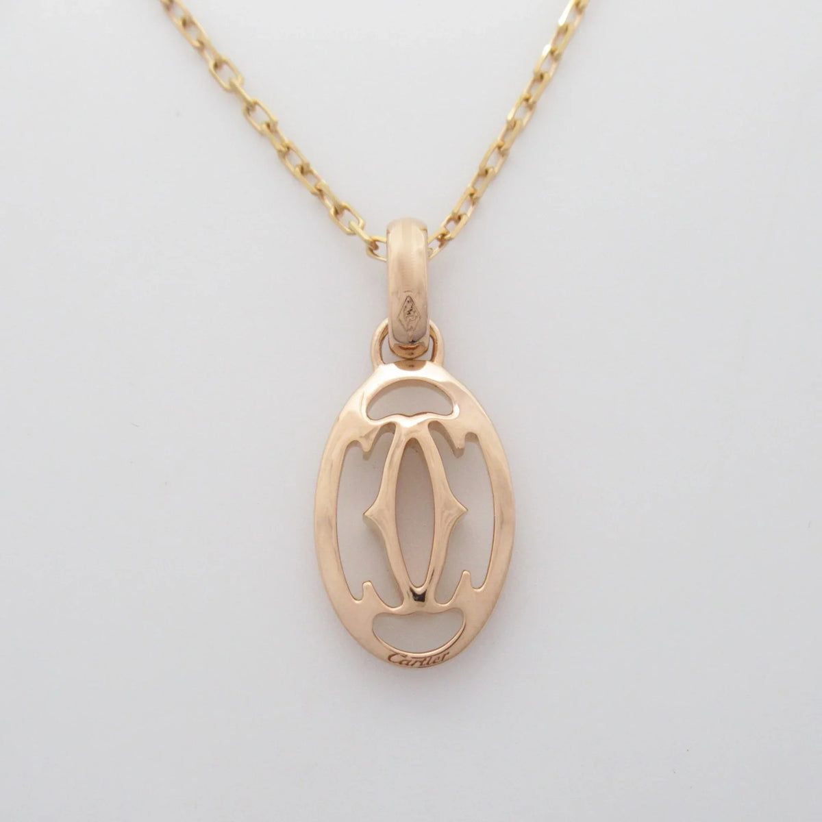 diamond Necklace Clear (Good) Gold) CARTIER Necklace double Pre-Owned K18PG(Rose Logo Clear
