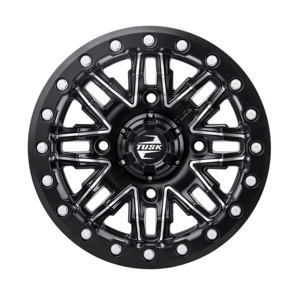 2 1000 Yamaha Wolverine Nebo Sport 4/156 Tusk + 2022 RMAX Beadlock 4.0 For 14x7 3.0 Machined/Black Wheel
