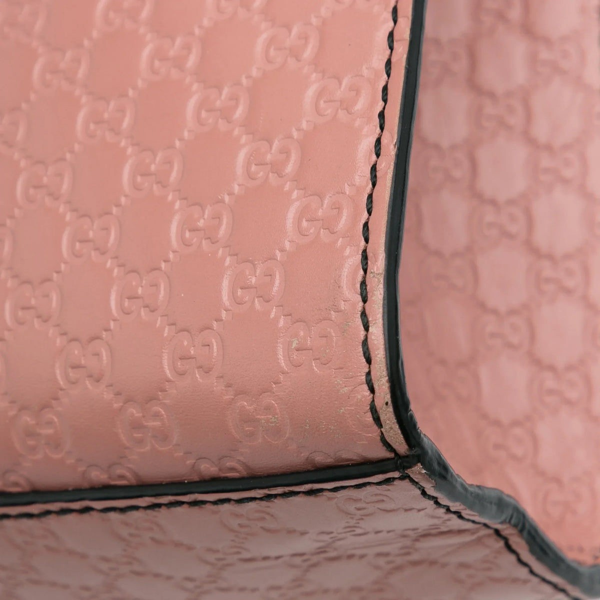 Authenticated Leather Calf Gucci Bag Shoulder Emily Pre-Owned (Good) Pink Medium Microguccissima Unisex