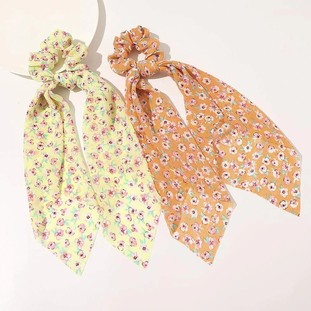 Hair Ties Satin Hair 3 Women Bowknot Flower for Daisy Packs Bands, Elastics Long Scarf Hair Silk Scrunchy, Tails Dot Scarf Polka (Style12) Ponytail Holder, Scrunchies, Scarves, Donut Girls