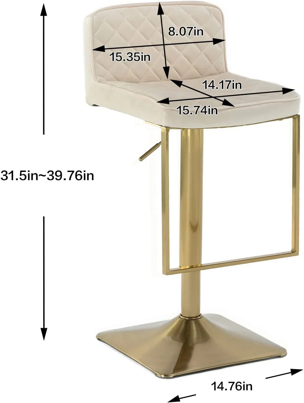 Velvet Set (Ivory Stools de Height Stools Island barra Modern Barstools cocina Chairs TJUNBOLIFE Island Kitchen Stools sillas Gold Chair Height Swivel Adjustable of for para Counter