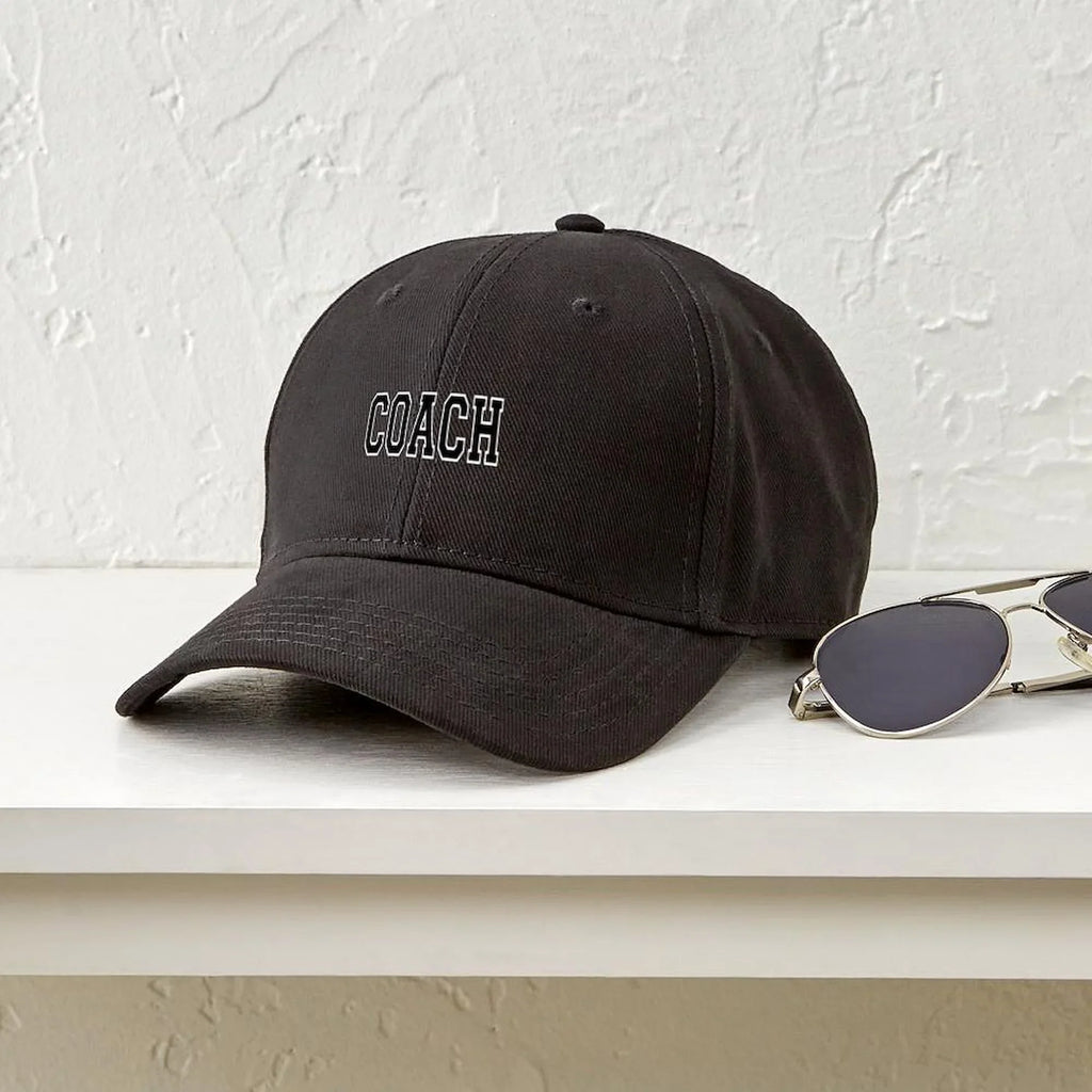 Adjustable CafePress Cap Cotton Baseball Canvas - Black Printed Black Hat - Coach