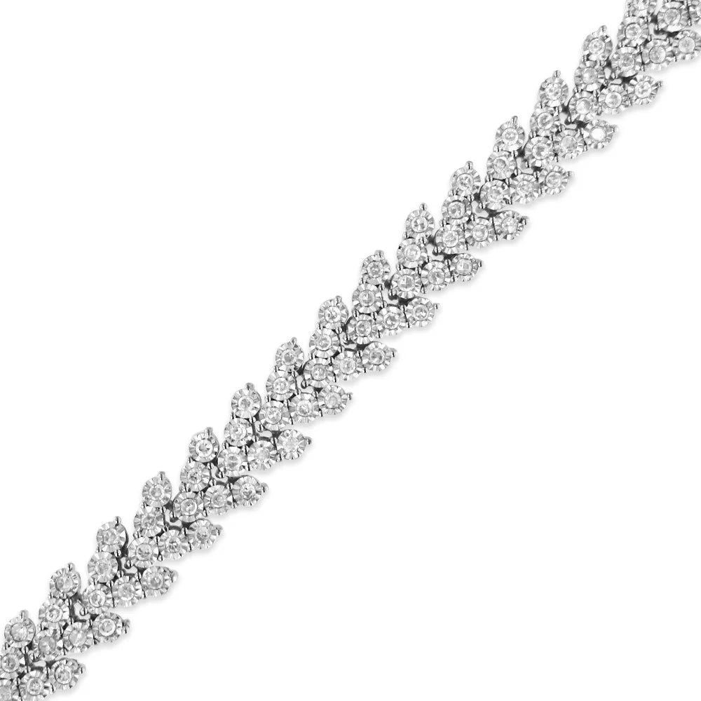 Miracle Link Wreath (I-J color, .925 Bracelet clarity) 7.25" I3 Cttw 2.00 Set Sterling Diamond Silver - Laurel