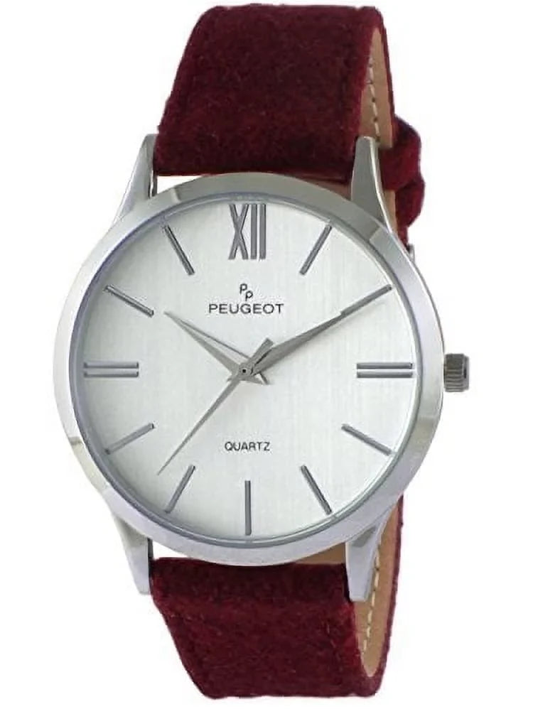 Slim Wine Case Silver Wool Strap Watch