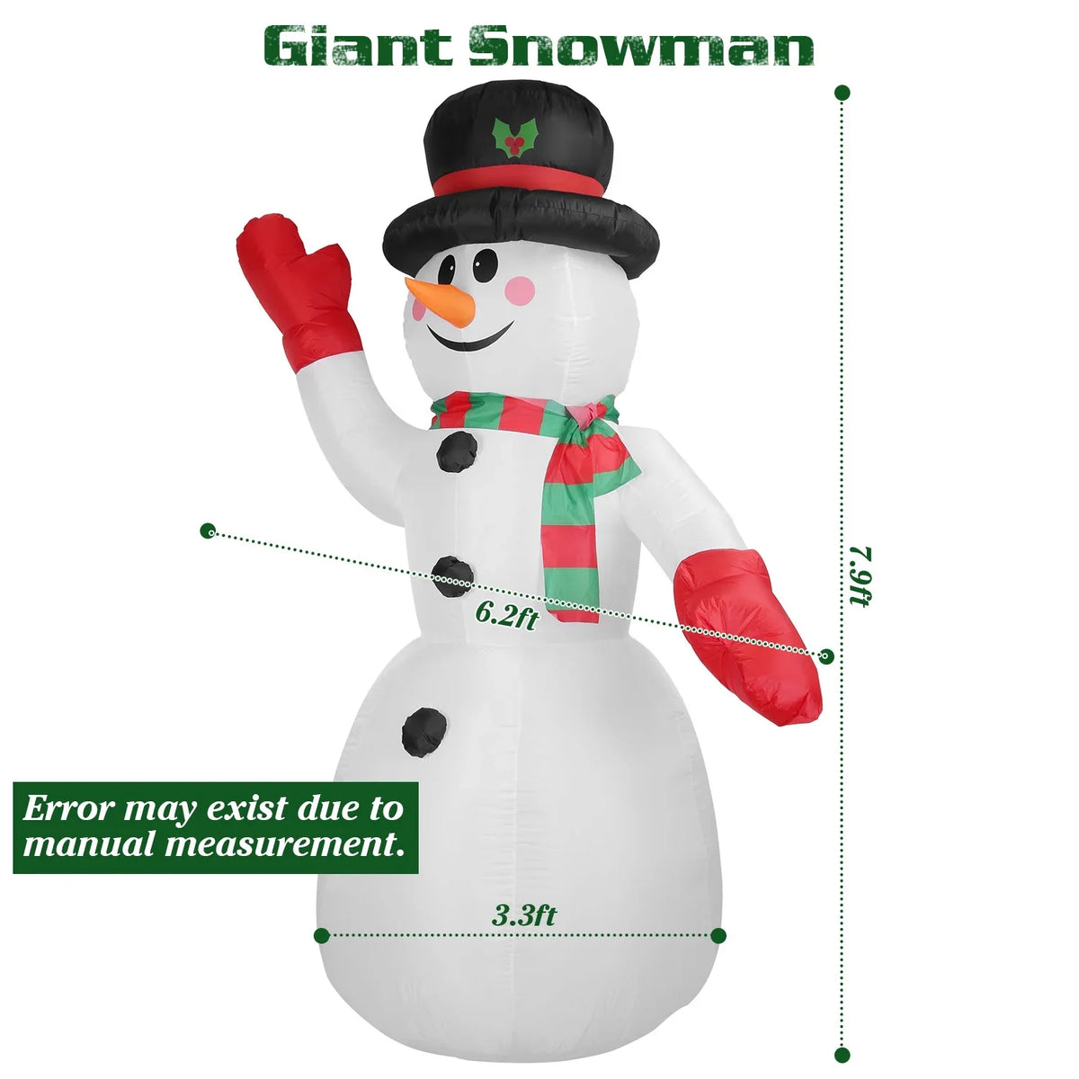 Huge Snowman Snowman, Lawn Holiday Blow Yard for Up Inflatable Light iMountek Winter Holiday Giant Yard 7.9ft Decoration, Christmas Party Up Garden Decor