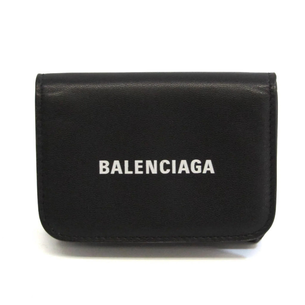 (Good) Men,Women 593813 Wallet Balenciaga Cache (tri-fold) Pre-Owned Black Mini Leather