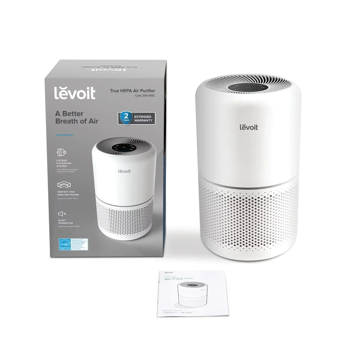 sq. White 300-RAC, and ft., 547 Up to Asthma, Rooms Purifier Allergies Large Air for Levoit Core