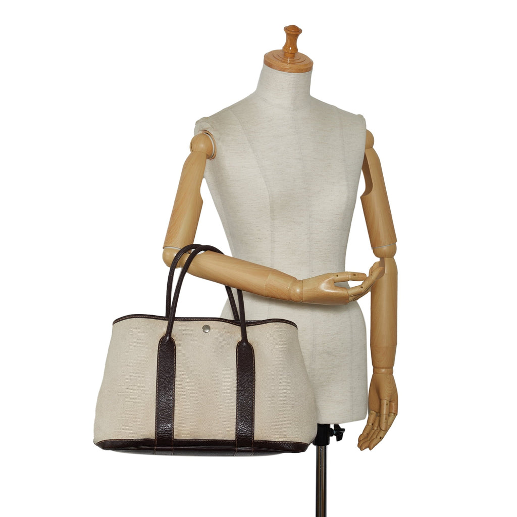 Hermès Fabric PM Garden Bag (Good) Brown Pre-Owned Party Authenticated Unisex Tote Canvas