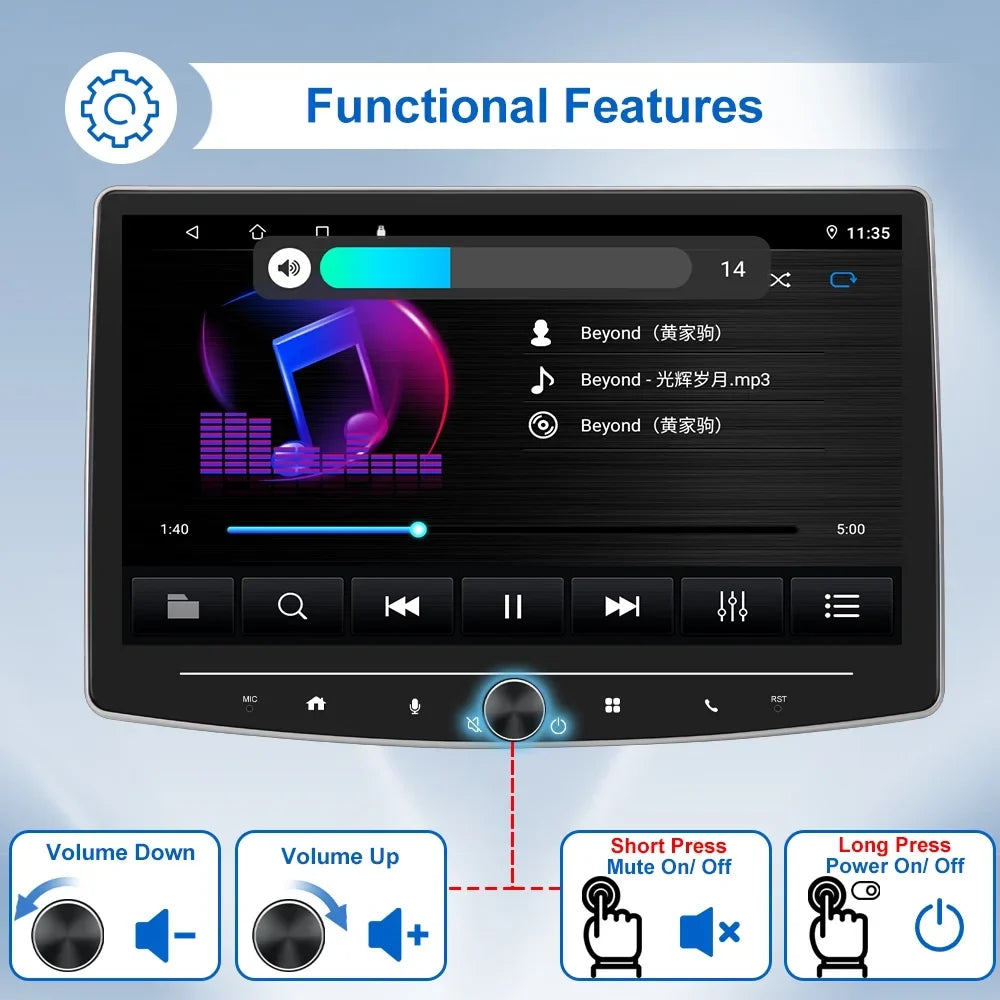 Mirror Screen 1 Touch 10 Apple Auto Receiver including Multimedia Player AHD Bluetooth Stereo Carplay Camera with Single Android FM Car USB HD Reversing USB Audio Inch Link Radio Din