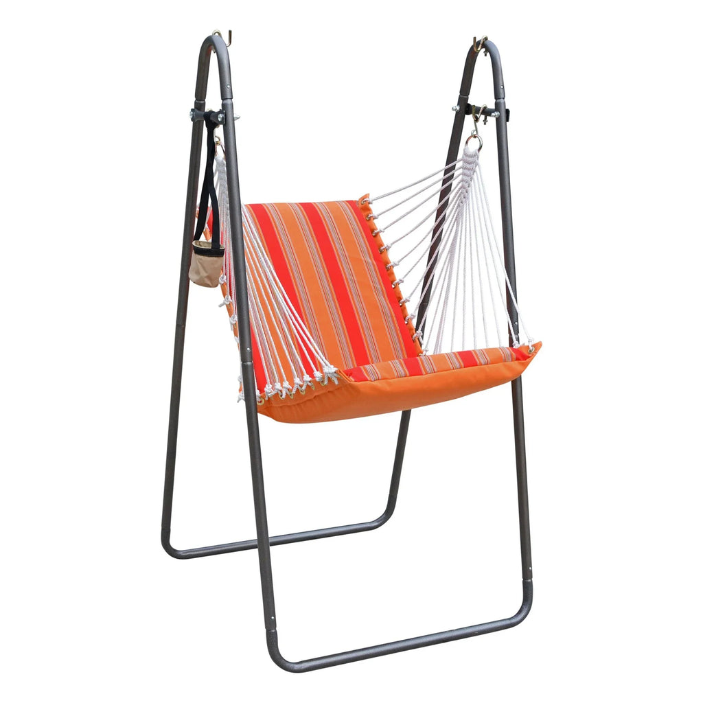 Stand Hammock Acrylic Soft Collection 64" and Orange with The Hamptons Comfort Red Chair