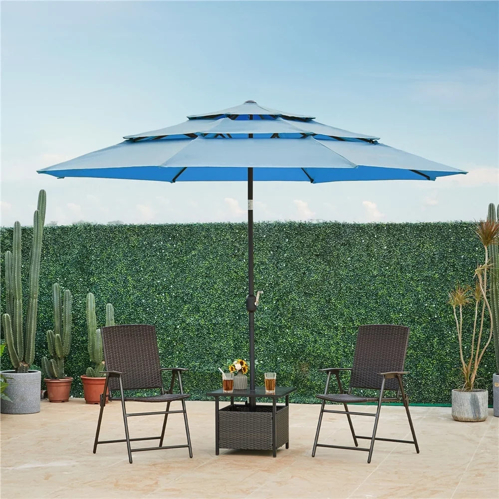 with Umbrella 8 Stand, lb Ribs+ 26.5 10ft 18'' Sky Blue Outdoor Patio Sturdy Base Yaheetech