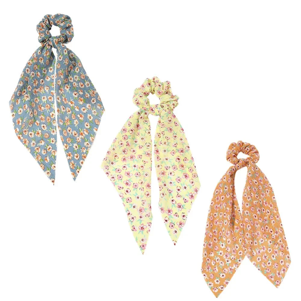Hair Ties Satin Hair 3 Women Bowknot Flower for Daisy Packs Bands, Elastics Long Scarf Hair Silk Scrunchy, Tails Dot Scarf Polka (Style12) Ponytail Holder, Scrunchies, Scarves, Donut Girls