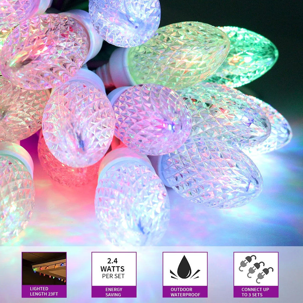 Eva's Bulbs Lights Color Waterproof Changing C9 23ft Light Outdoor, 20 LED Lights Christmas String