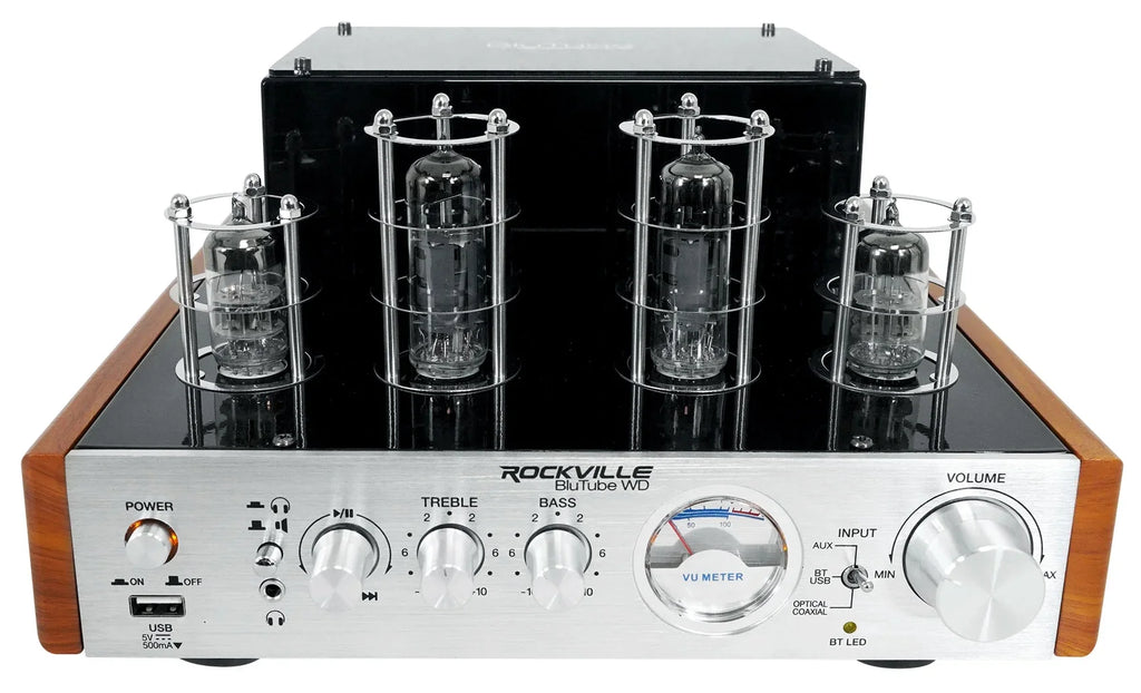 Rockville Amplifier/Home + Receiver Tower (2) BluTube WD Bluetooth Tube Speakers