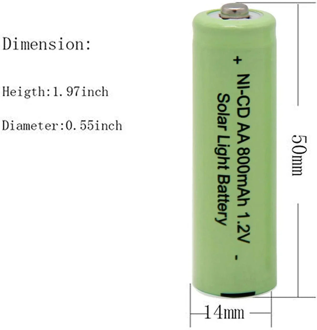 NiCd PCS) Outdoor 800mAh Batteries Light Remotes, for AA Solar Solar Mice Rechargeable 1.2V Lights, BAOBIAN (8 Batteries Garden