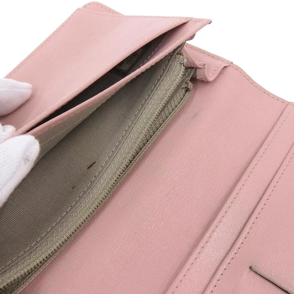 logo series caviar A48651 here pink Pre-Owned bi-fold Chanel skin wallet long (Good) 16 CHANEL mark