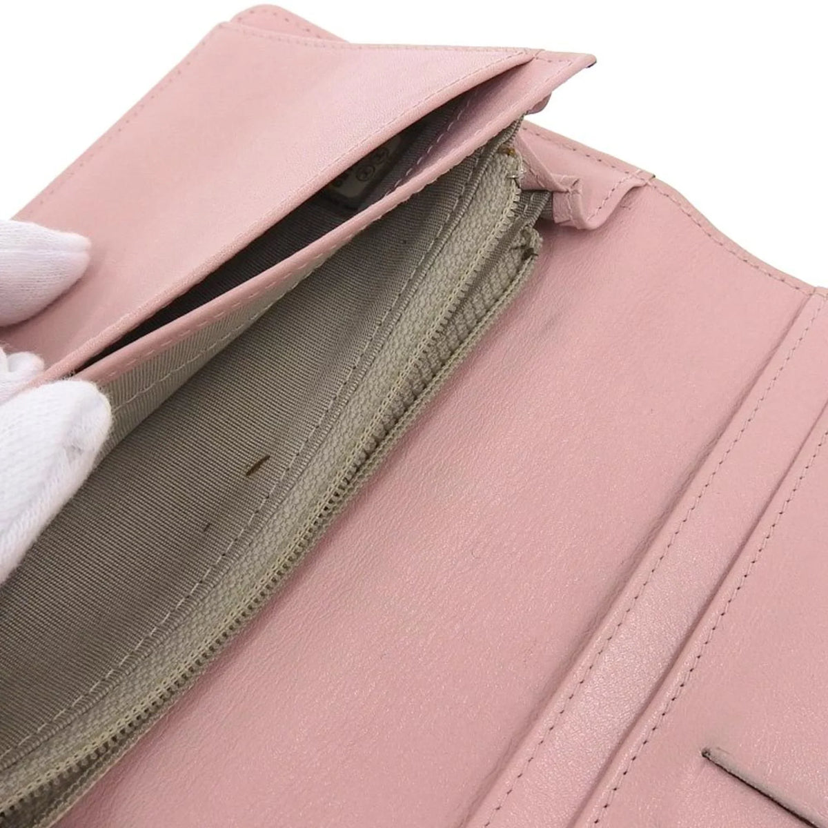 logo series caviar A48651 here pink Pre-Owned bi-fold Chanel skin wallet long (Good) 16 CHANEL mark