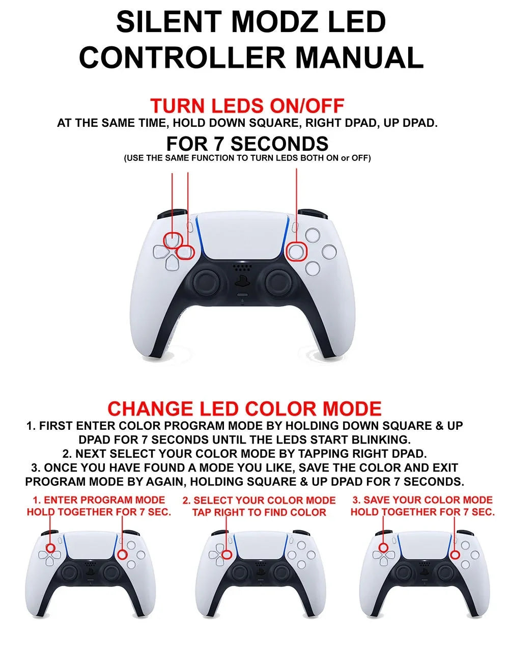PS5 USA Modz Flag for Wireless LED Custom Up Silent Light Buttons Controller