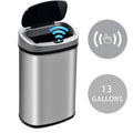 Touch-Free Can Sensor, NiamVelo Steel Kitchen for & Anti-Fingerprint with Designed Office 13 Garbage Lid, Silver Can Mute Stainless Waste Home, Motion Bin with Gallon Automatic Trash
