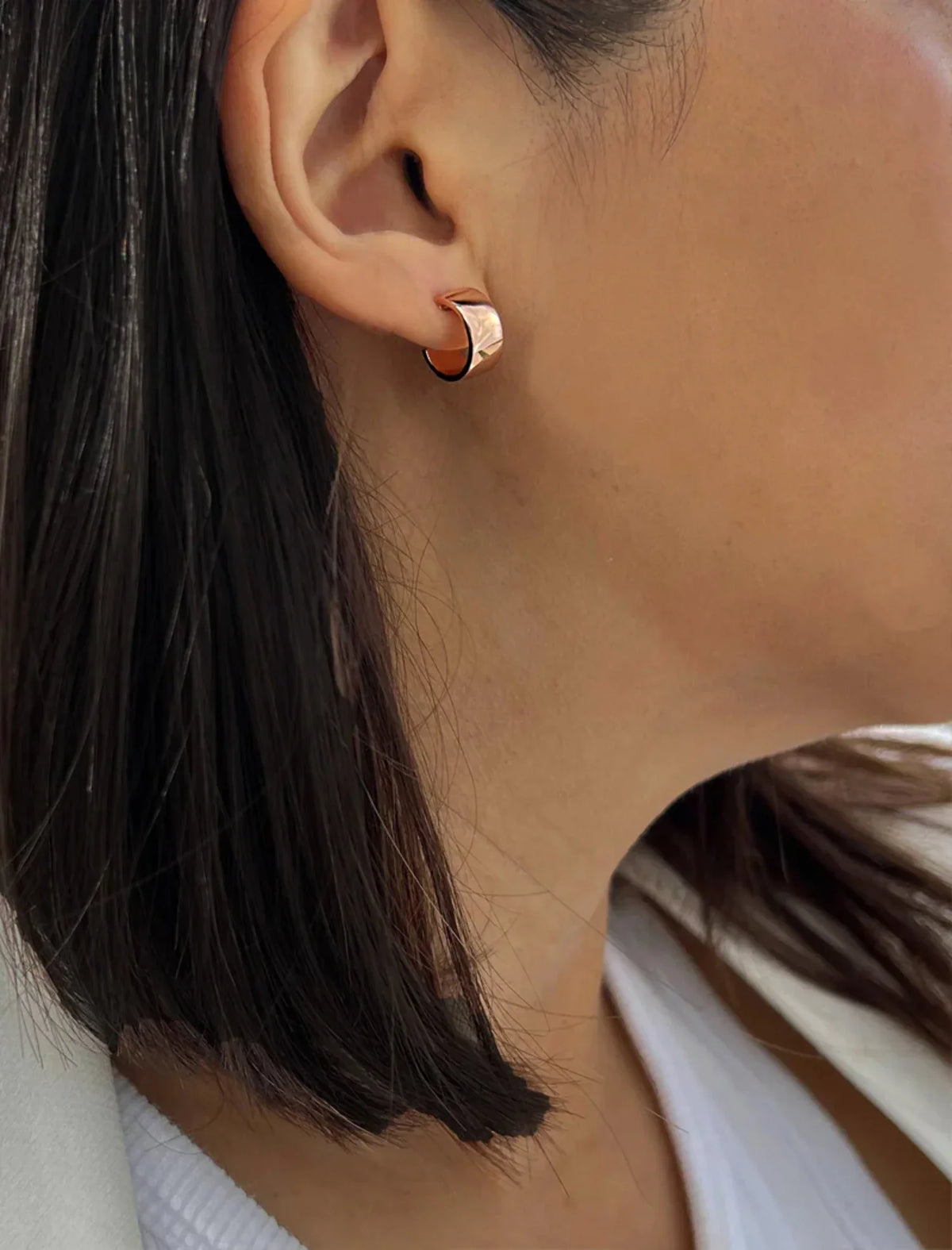 CHUBBY EARRINGS HOOP BOSS ROSE SILVER GOLD MINI STERLING 18K OVER