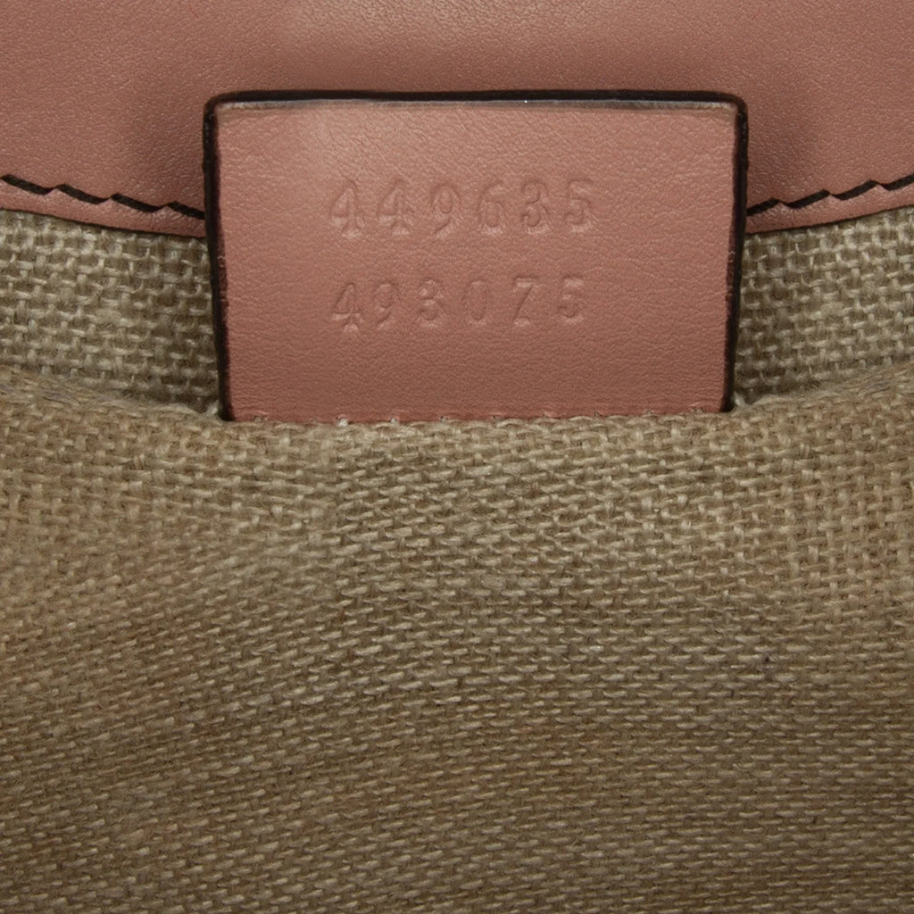 Authenticated Leather Calf Gucci Bag Shoulder Emily Pre-Owned (Good) Pink Medium Microguccissima Unisex