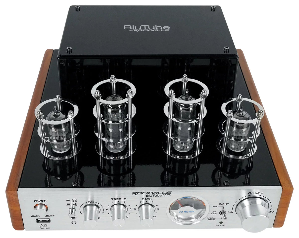 Rockville Amplifier/Home + Receiver Tower (2) BluTube WD Bluetooth Tube Speakers