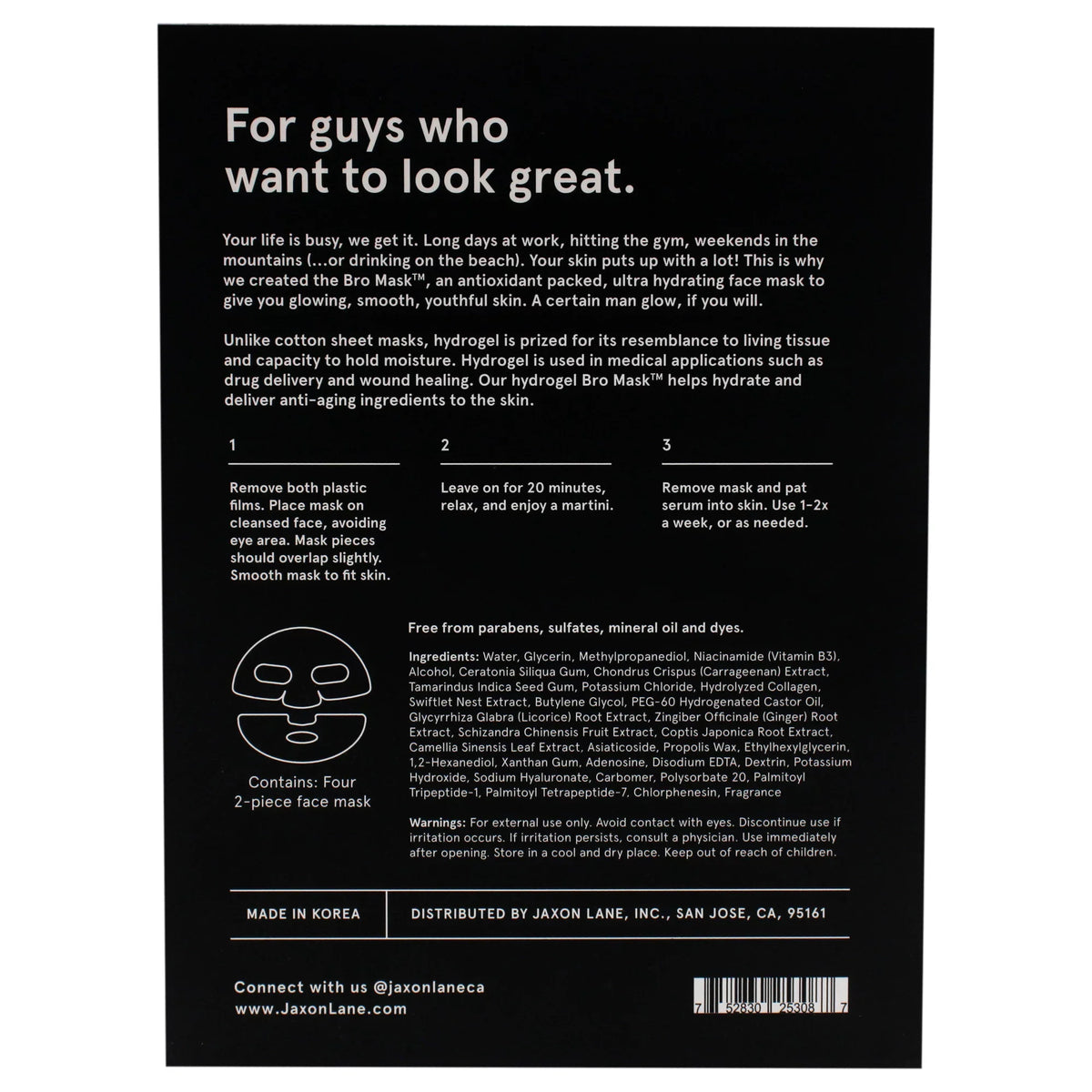 Jaxon 4 Pc Mask Sheet Lane Mask, Bro