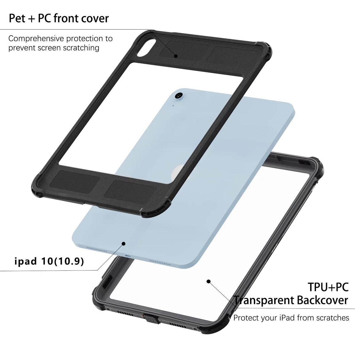 iPad Shockproof 10.9" with Screen Carrying Kickstand Protective Genetation Swivel Waterproof for Pencil Protector Case Dustproof (2022) Rugged K-Lion 10th Case Bracket Holder IP68 Underwater Strap