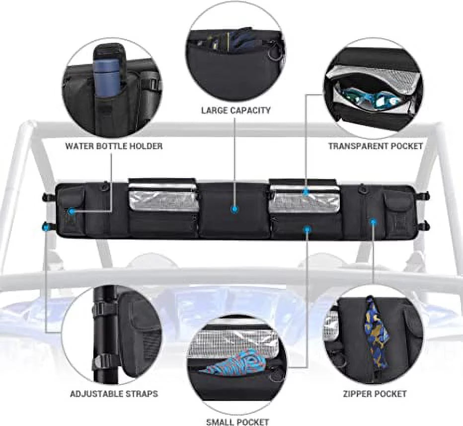 Yamaha and Solution UTVs, Most MICTUNING for Kawasaki Full Polaris, Gear Cage Black Bag Cargo UTVs Storage Size Tools Roll Bags, Rear Organizer, UTV Storage