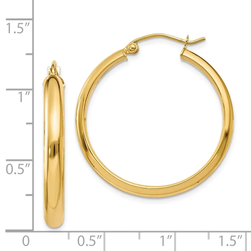 Adults for and and Men Round for Tube Earrings; Teens; Yellow Real Gold 14kt Women Hoop