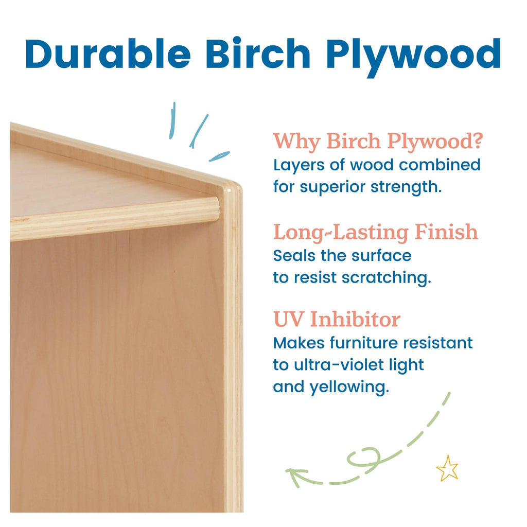 Natural ECR4Kids Coat Locker, 5-Section Streamline Furniture, Classroom