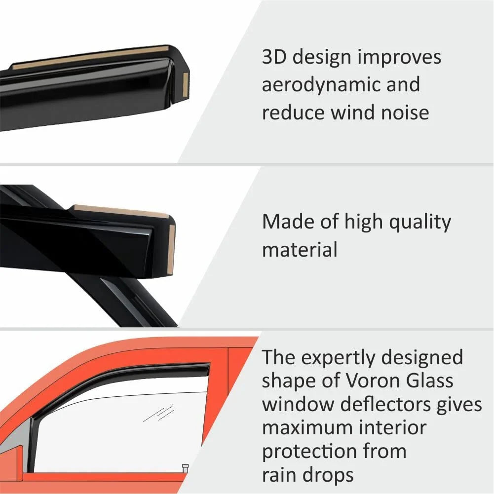 for - Durable Rain Voron 2019-2024 220010v Dodge Pieces Window Window Vent 4 Glass 2500 Deflectors, Guards RAM 3500 Trucks Extra Crew Visors, Cab, in-Channel