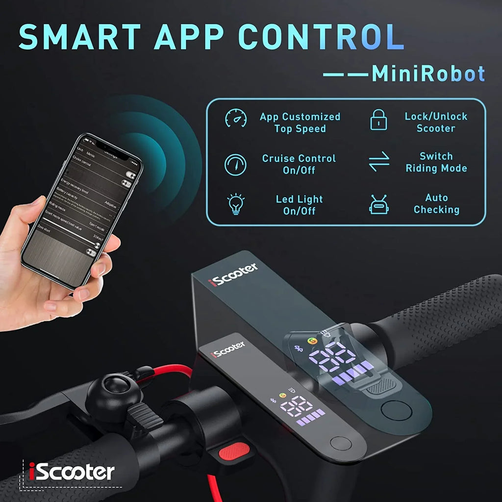 Double Commuting Max 500 Battery Speed Solid Portable Scooter, Braking Motor Tires, Adults,10 and Electric W System Miles 18-25 for km, Foldable iScooter 30 Max Long-Range In with
