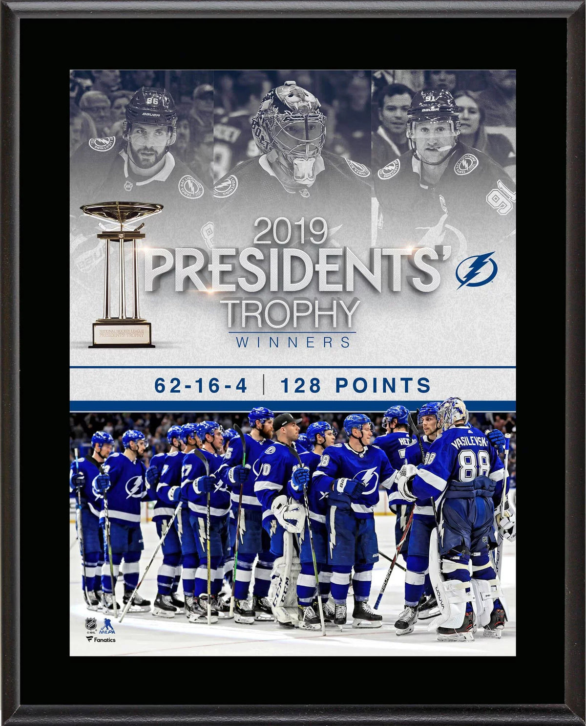 Trophy 13" Bay Plaque 10.5" Lightning Winners Presidents' 2018-19 x Sublimated Tampa