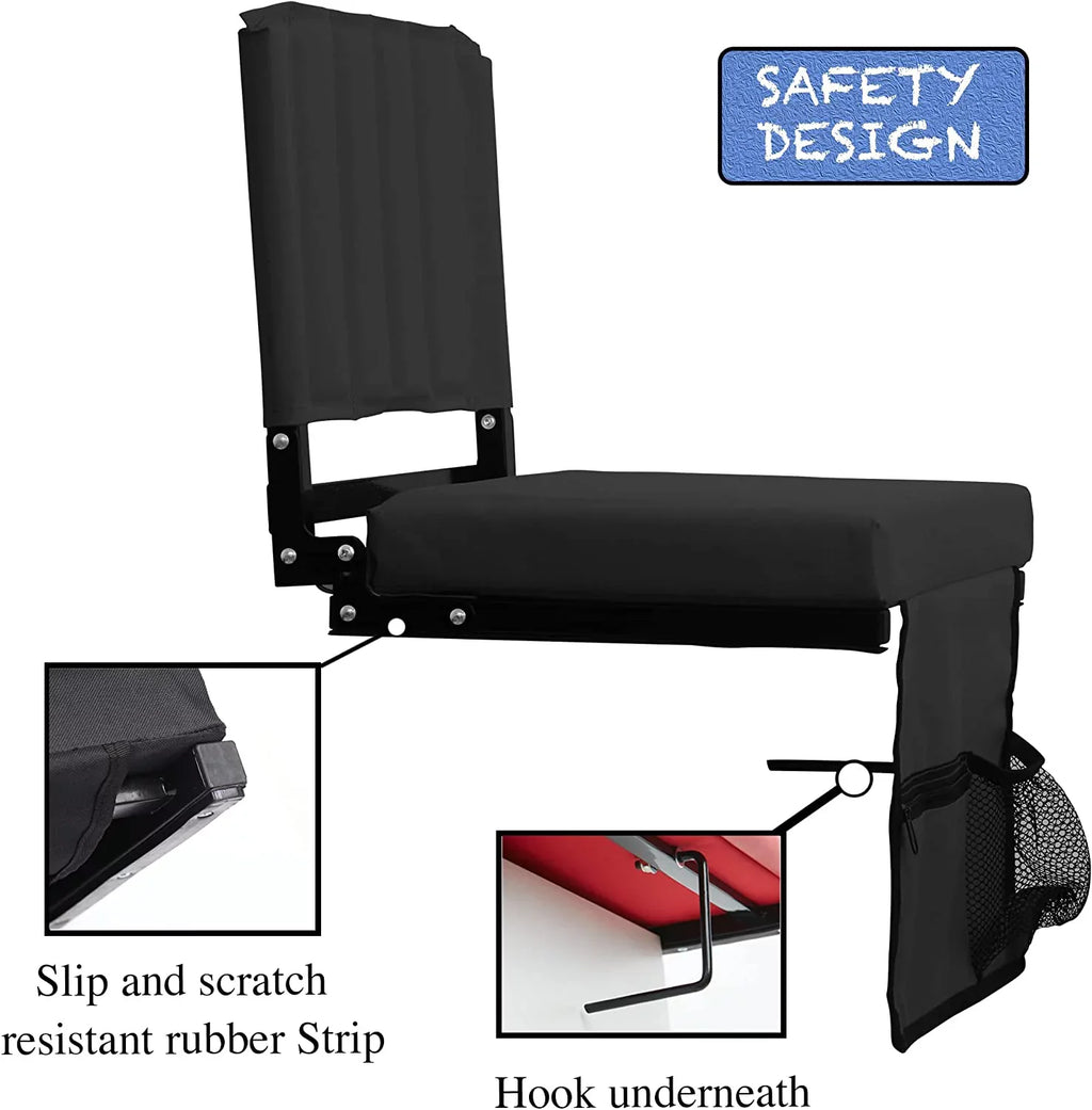 with Cup of Cushion Stadium and Holder Strap Stadium Padded Bleachers 2-Pack with Foldable CozyBox for Chairs Seat
