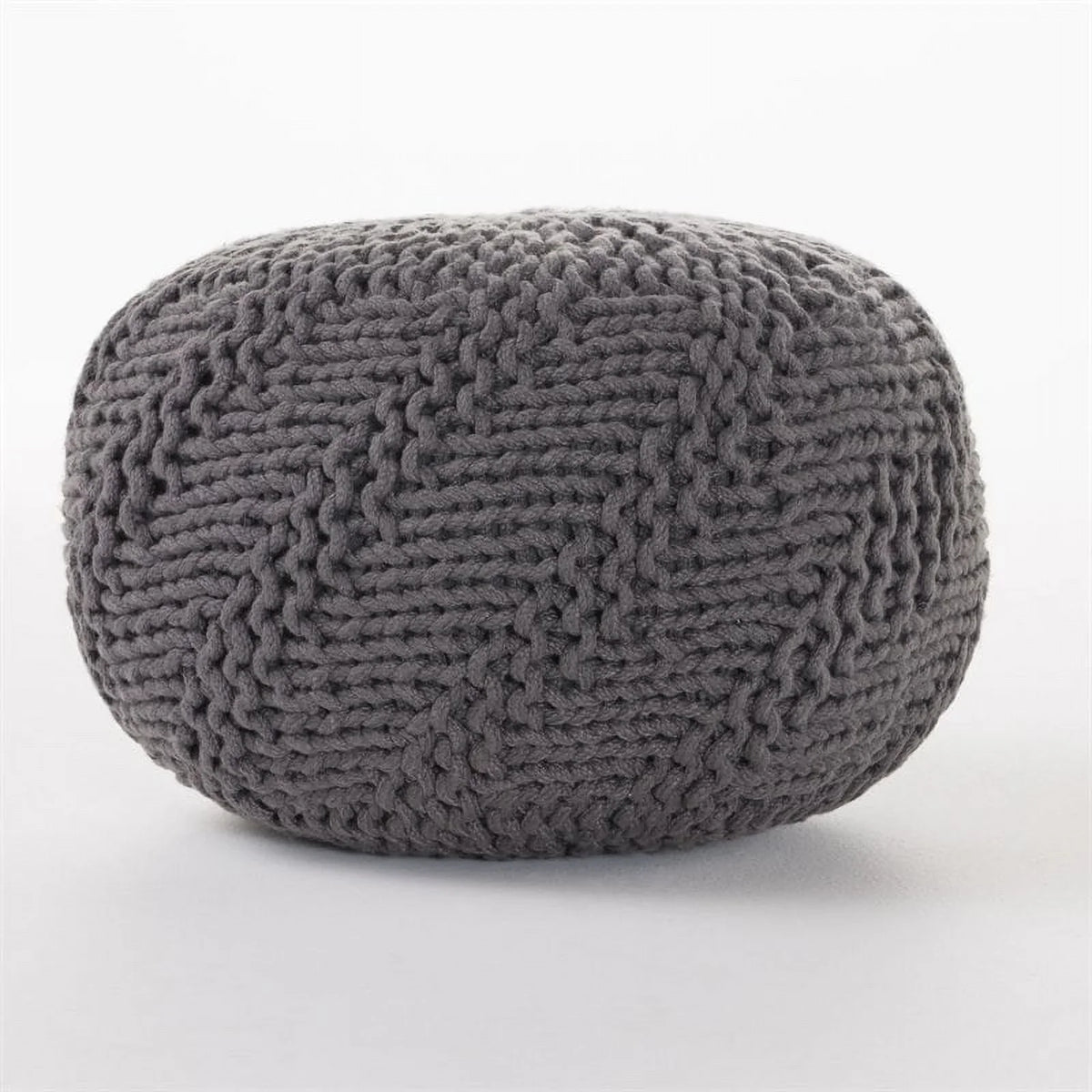 Fabric House Handcrafted Gray in Aria Modern Noble Dark Weave Pouf Outdoor