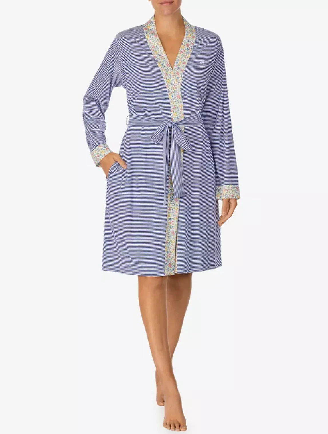 Rob Small Lauren Stripe Striped Contrast-trim Blue Wrap Ralph Lauren