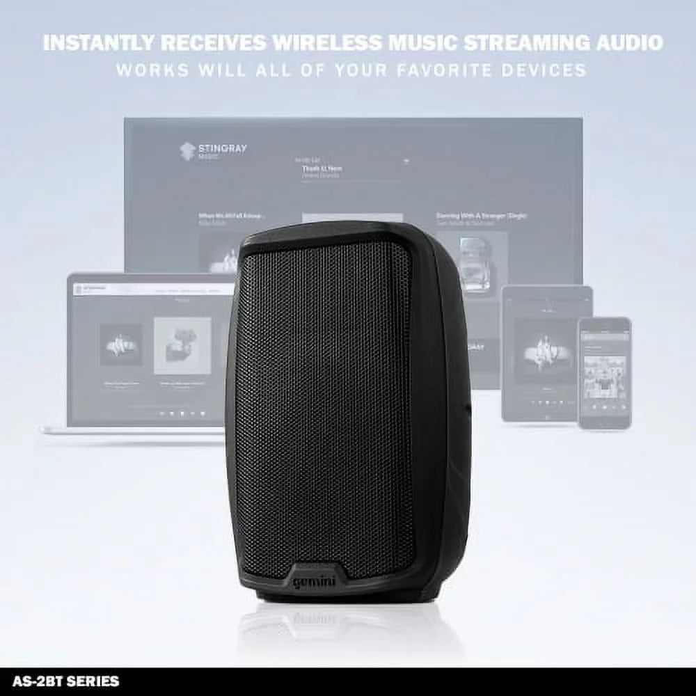 System Bluetooth AS-2115BT Sound Active PA Pro Speakers Gemini Inch DJ 2000 Watts Audio 15"