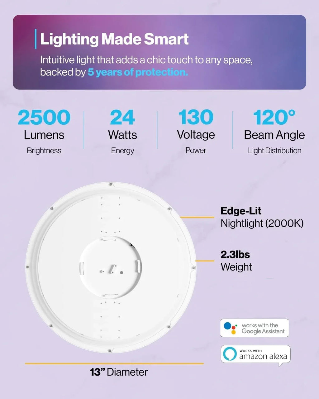 LED Ceiling Smart Home Compatible Mount Bedroom RGB LED Changing Energy Hallway 24W 2500LM Inch Star Light Sunco Kitchen 4 Flush Fixture Light 13 Night Pack Alexa for Google ETL Color Amazon