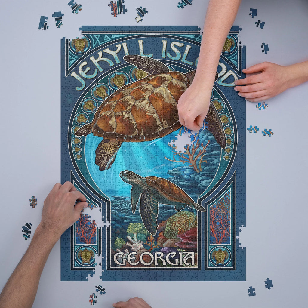 for Turtle Georgia, (1000 Jekyll Family, Puzzle Challenging Piece Art Size Adults Nouveau 19x27, in Island, Jigsaw USA) Made Sea Puzzle, and