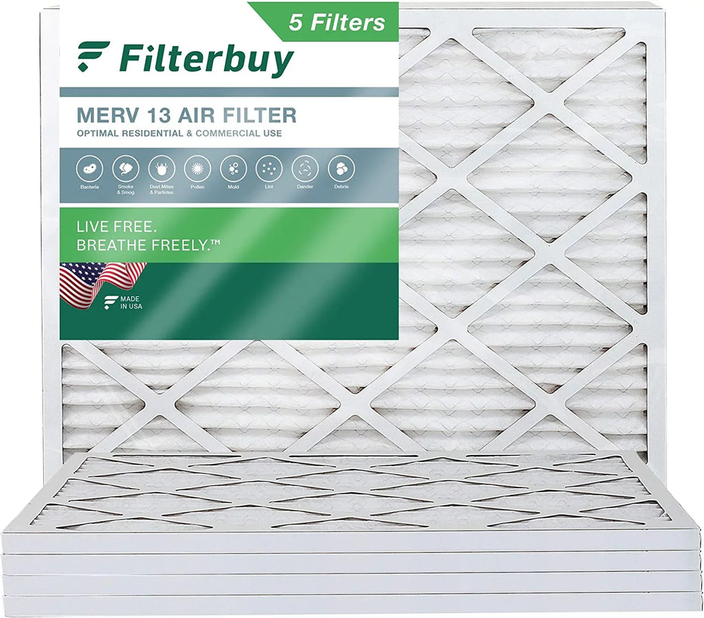 AC Filterbuy Air Furnace Pleated 13 (5-Pack) MERV 16x21x1 Filters HVAC